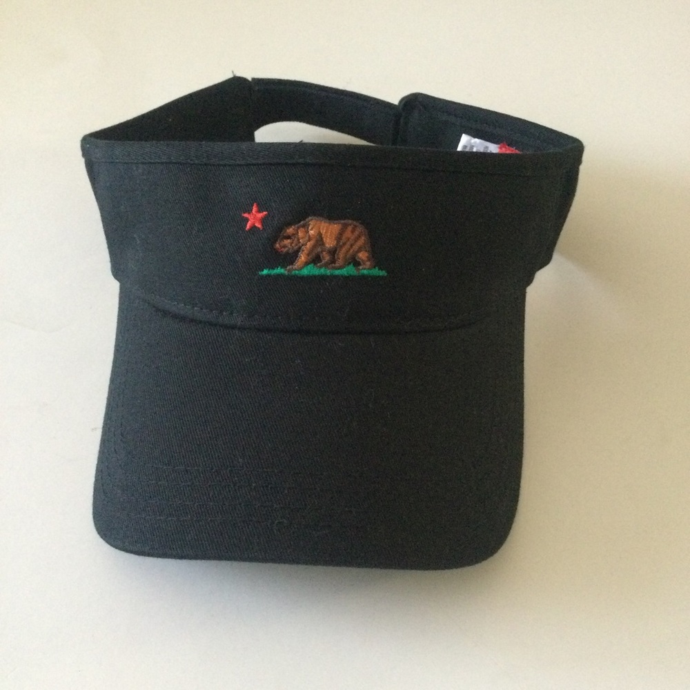 AMERICAN NEEDLE COTTON VISOR CALI BEAR CALIFORNIA BLACK NWOT